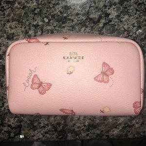 Coach pink butterfly small cosmetic bag